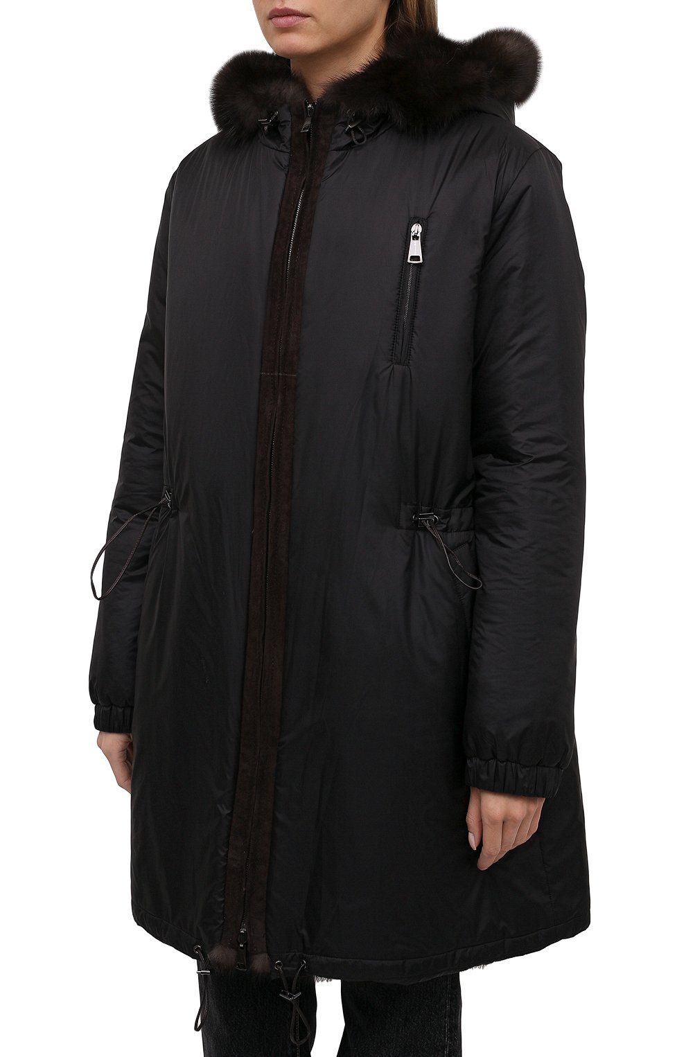 Двусторонняя шуба из меха соболя MANZONI24, арт. 21M551-ZNY/EXTRA DARK/48-52, фото 6