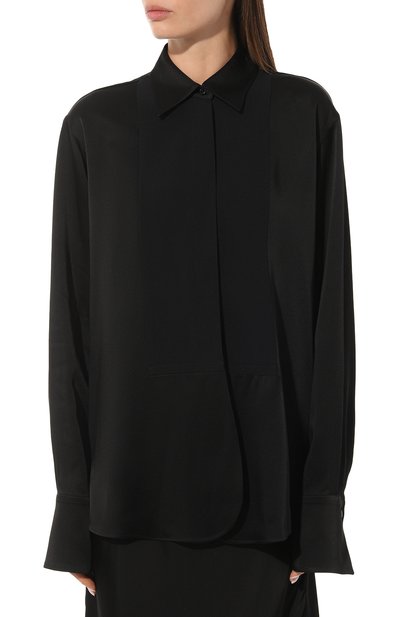 Атласная рубашка JIL SANDER черного цвета по цене 94150 руб., арт. J02DL0146/JTN214, фото 3 Атласная рубашка JIL SANDER, арт. J02DL0146/JTN214, фото 3