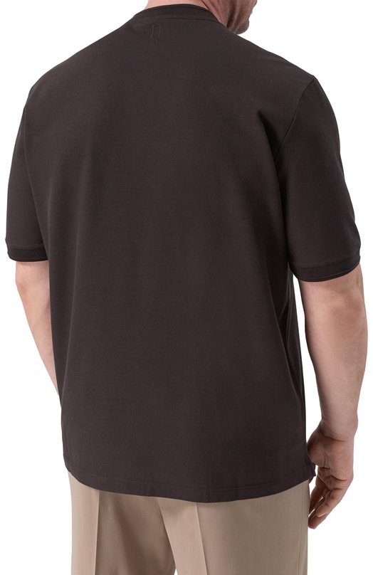 Хлопковая футболка Canali T0931/MJ02439 Коричневый  T0931/MJ02439 Фото 4