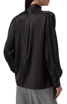 Женская атласная блузка DOLCE & GABBANA черного цвета, арт. F5P98T/FURAG | Фото 4 (Материал сплава: Проставлено; Драгоценные камни: Проставлено; Материал внешний: Шелк; Рукава: Длинные; Длина (для топов): Стандартные; Стили: Кэжуэл; Принт: Без принта; Женское Кросс-КТ: Блуза-одежда)