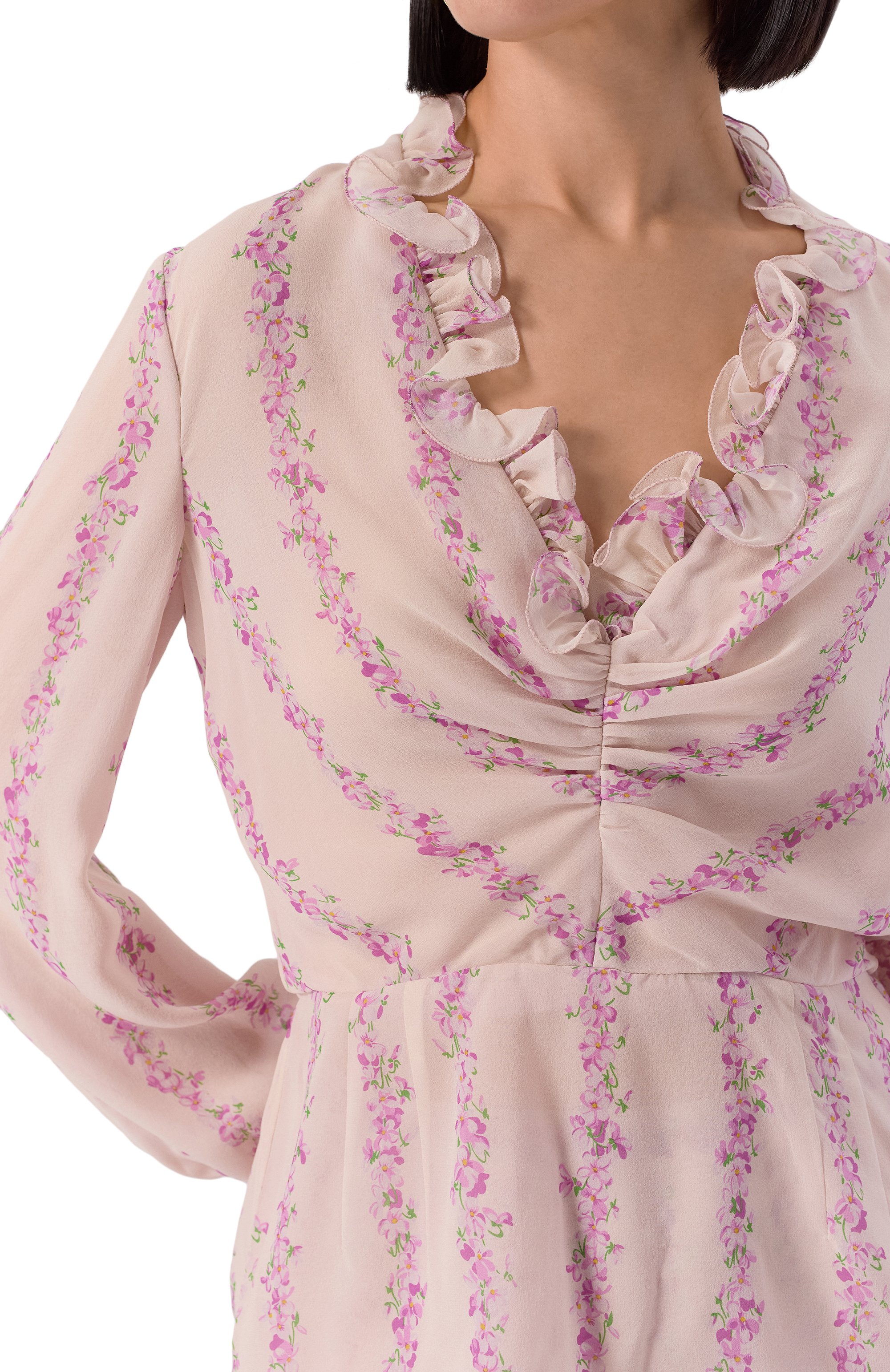 Шелковая блузка VALENTINO светло-розового цвета по цене 299500 руб., арт. 6B0AEAJ0/9AC, фото 5 Шелковая блузка VALENTINO, арт. 6B0AEAJ0/9AC, фото 5