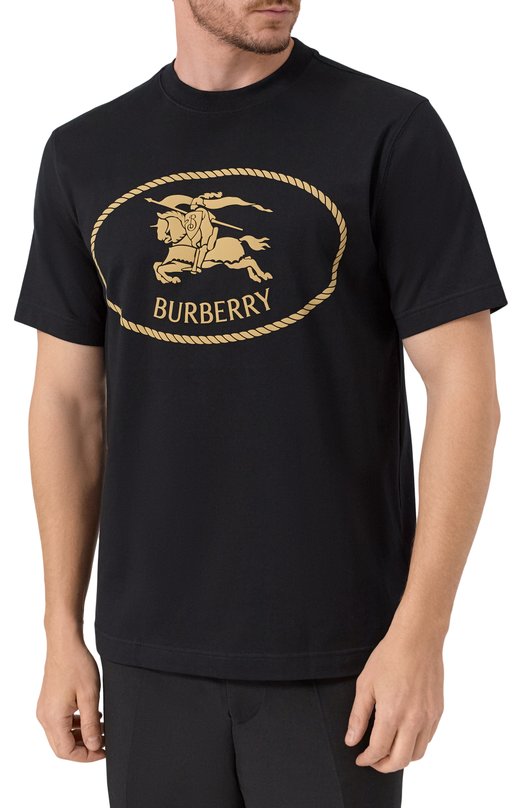 Хлопковая футболка Burberry 8110953 Чёрный  8110953 Фото 3