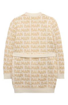 Детский кардиган BALMAIN кремвого цвета, арт. BT9A00 | Фото 2 (Рукава: Длинные; Материал внешний: Синтетический материал; Материал сплава: Проставлено; Девочки Кросс-КТ: Кардиган-одежда; Драгоценные камни: Проставлено)