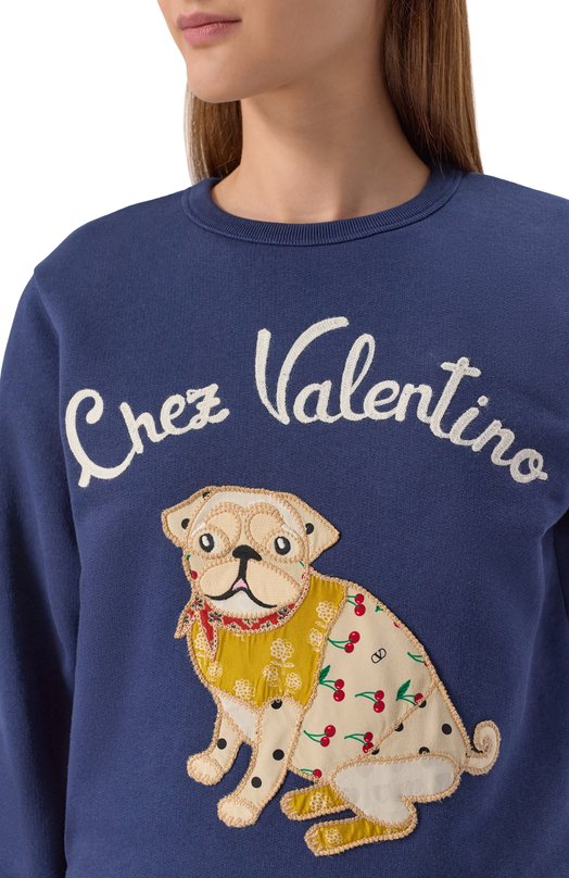 Хлопковый свитшот Valentino 7B3MF24Z9L8 Синий  7B3MF24Z9L8 Фото 5