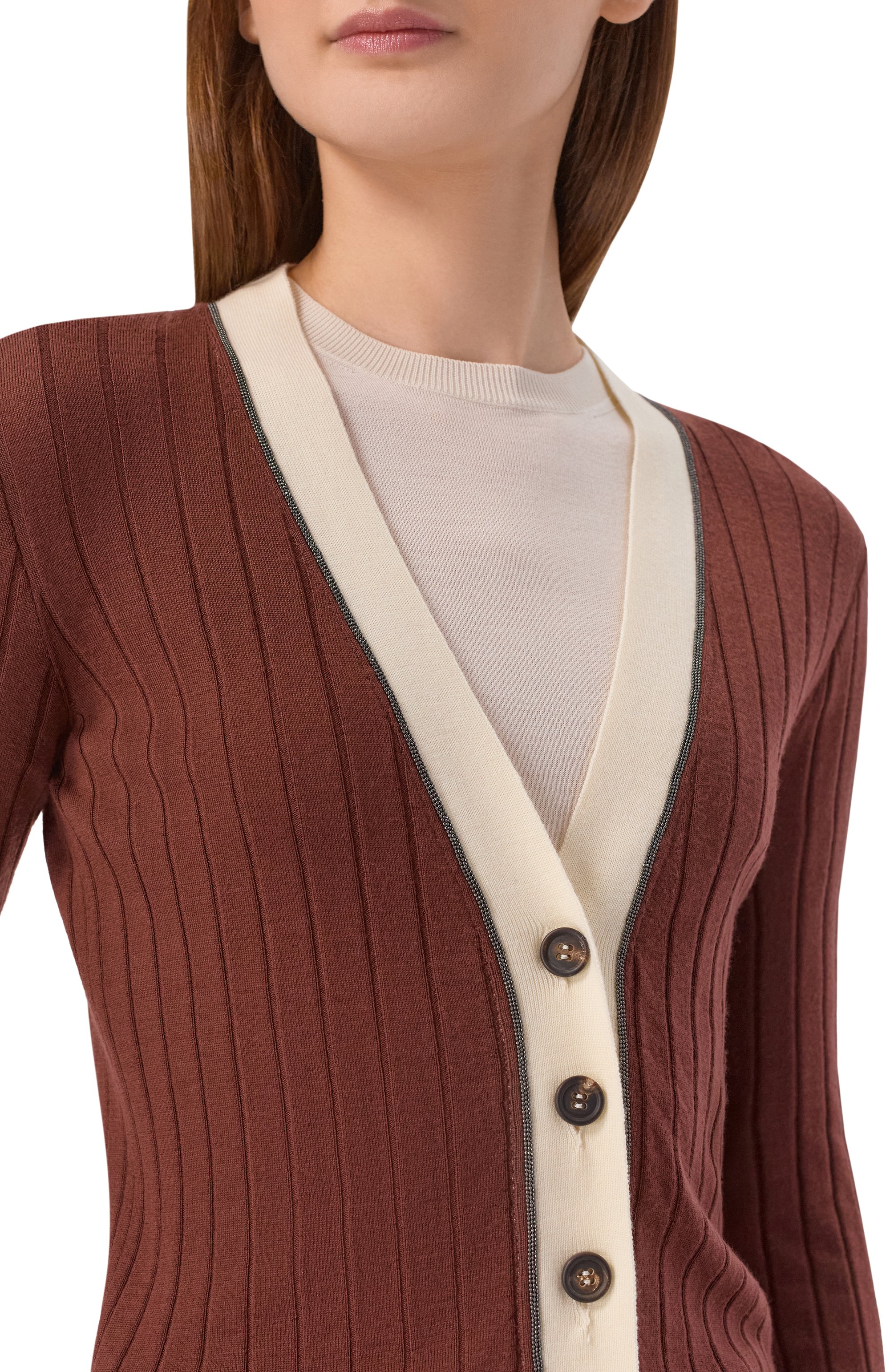 Кардиган из шерсти и кашемира BRUNELLO CUCINELLI коричневого цвета по цене 282000 руб., арт. M14817206, фото 5 Кардиган из шерсти и кашемира BRUNELLO CUCINELLI, арт. M14817206, фото 5