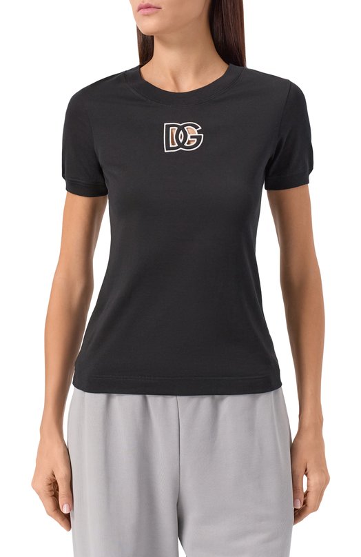 Хлопковая футболка Dolce & Gabbana F8N08Z/GDC9W Чёрный  F8N08Z/GDC9W Фото 3