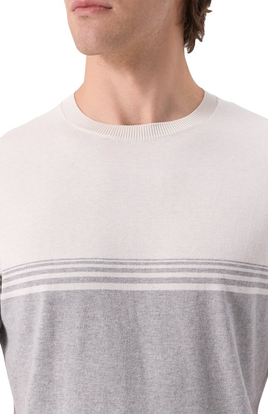 Джемпер из хлопка и шелка Corneliani 25M526-2525158 Серый  25M526-2525158 Фото 5