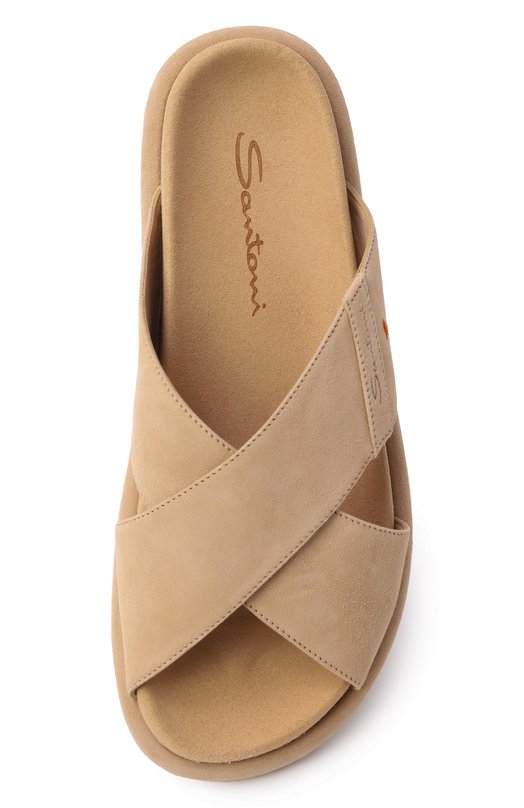 Замшевые шлепанцы Santoni WHXG71540G0MTMGD Бежевый  WHXG71540G0MTMGD Фото 6