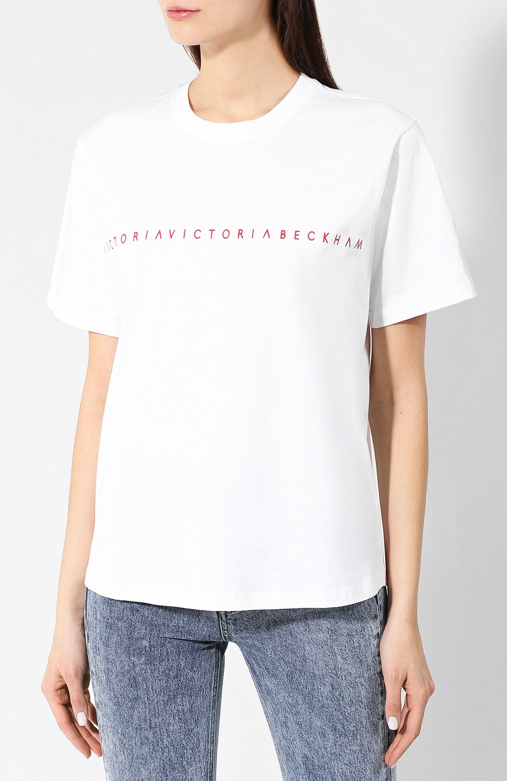 Хлопковая футболка VICTORIA, VICTORIA BECKHAM, арт. JYVV 125 SS19 PRNTD C0TT0N JERSEY, фото 3
