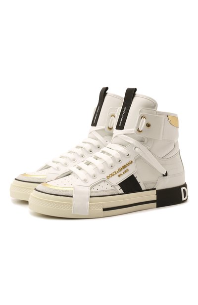 Кожаные кеды custom 2.zero DOLCE & GABBANA белого цвета по цене 99500 руб., арт. CS1870/A0222, фото 1 Кожаные кеды custom 2.zero DOLCE & GABBANA, арт. CS1870/A0222, фото 1
