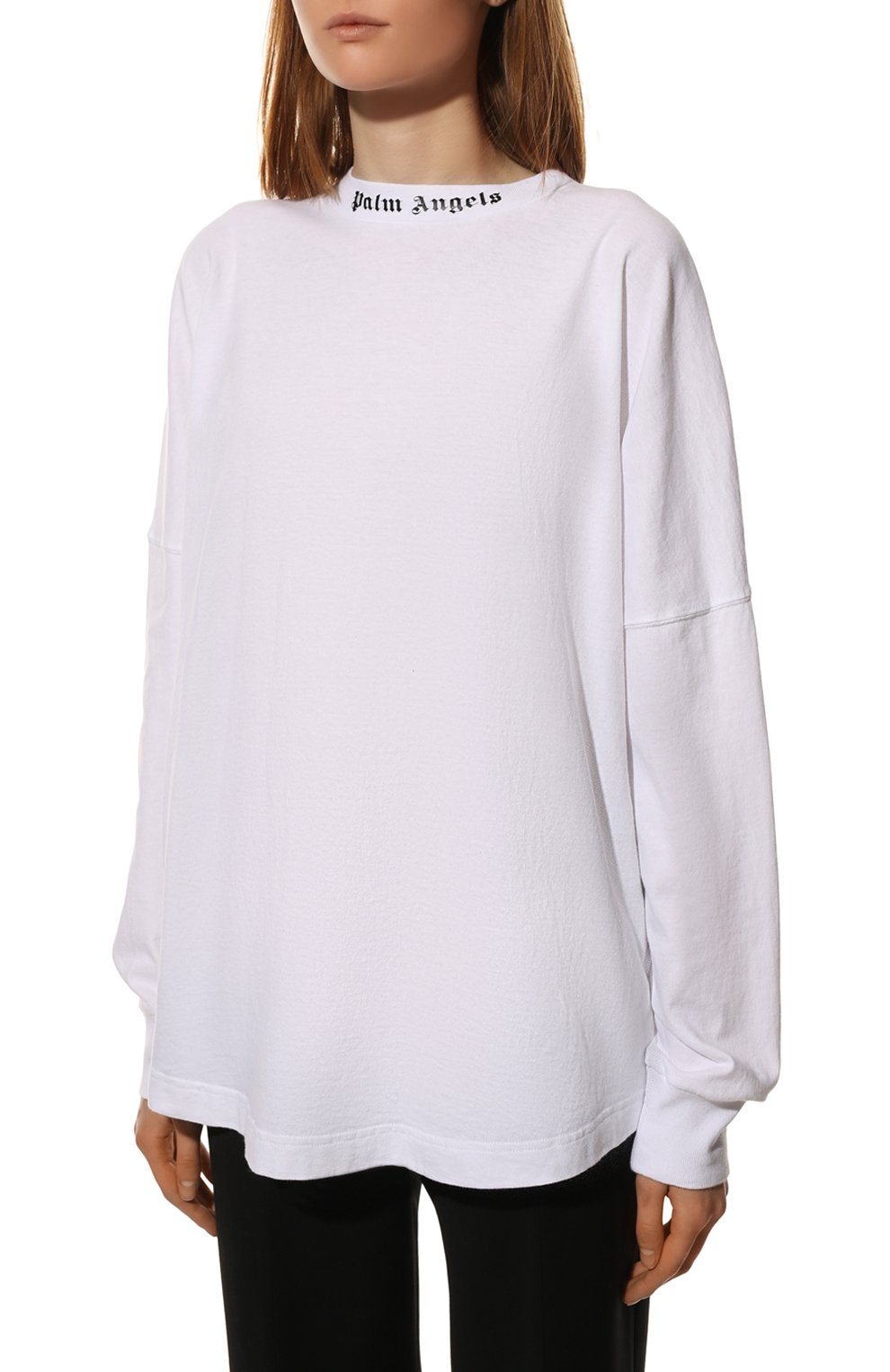Хлопковый лонгслив PALM ANGELS белого цвета по цене 30700 руб., арт. PWAB012C99JER0010110, фото 3 Хлопковый лонгслив PALM ANGELS, арт. PWAB012C99JER0010110, фото 3