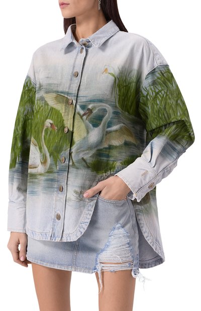 Джинсовая рубашка THE ATTICO голубого цвета по цене 163000 руб., арт. 250WCB00068/DDD085PR, фото 3 Джинсовая рубашка THE ATTICO, арт. 250WCB00068/DDD085PR, фото 3