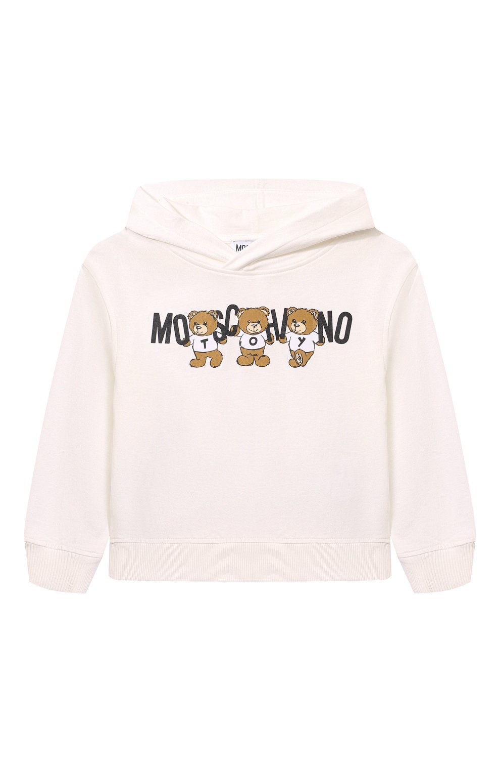 Хлопковое худи MOSCHINO молочного цвета по цене 10850 руб., арт. HMF07K/LCA40/4-8, фото 1 Хлопковое худи MOSCHINO, арт. HMF07K/LCA40/4-8, фото 1