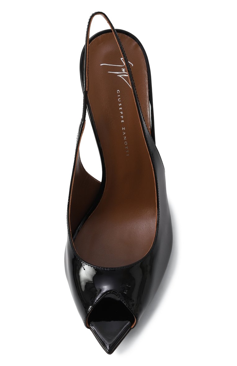 Женские кожаные туфли intriigo open toe 90 GIUSEPPE ZANOTTI DESIGN черного цвета, арт. I400013 | Фото 6 (Подошва: Плоская; Каблук высота: Высокий; Материал внешний: Натуральная кожа; Материал сплава: Проставлено; Драгоценные камни: Проставлено; Материал внутренний: Натуральная кожа; Каблук тип: Шпилька; Женское Кросс-КТ: Слингбэки)