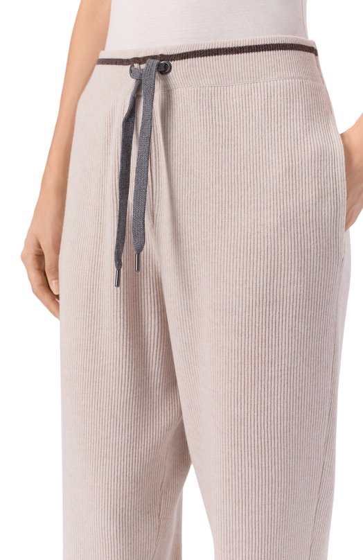 Брюки из шерсти и кашемира Brunello Cucinelli M16222799 Кремовый  M16222799 Фото 5