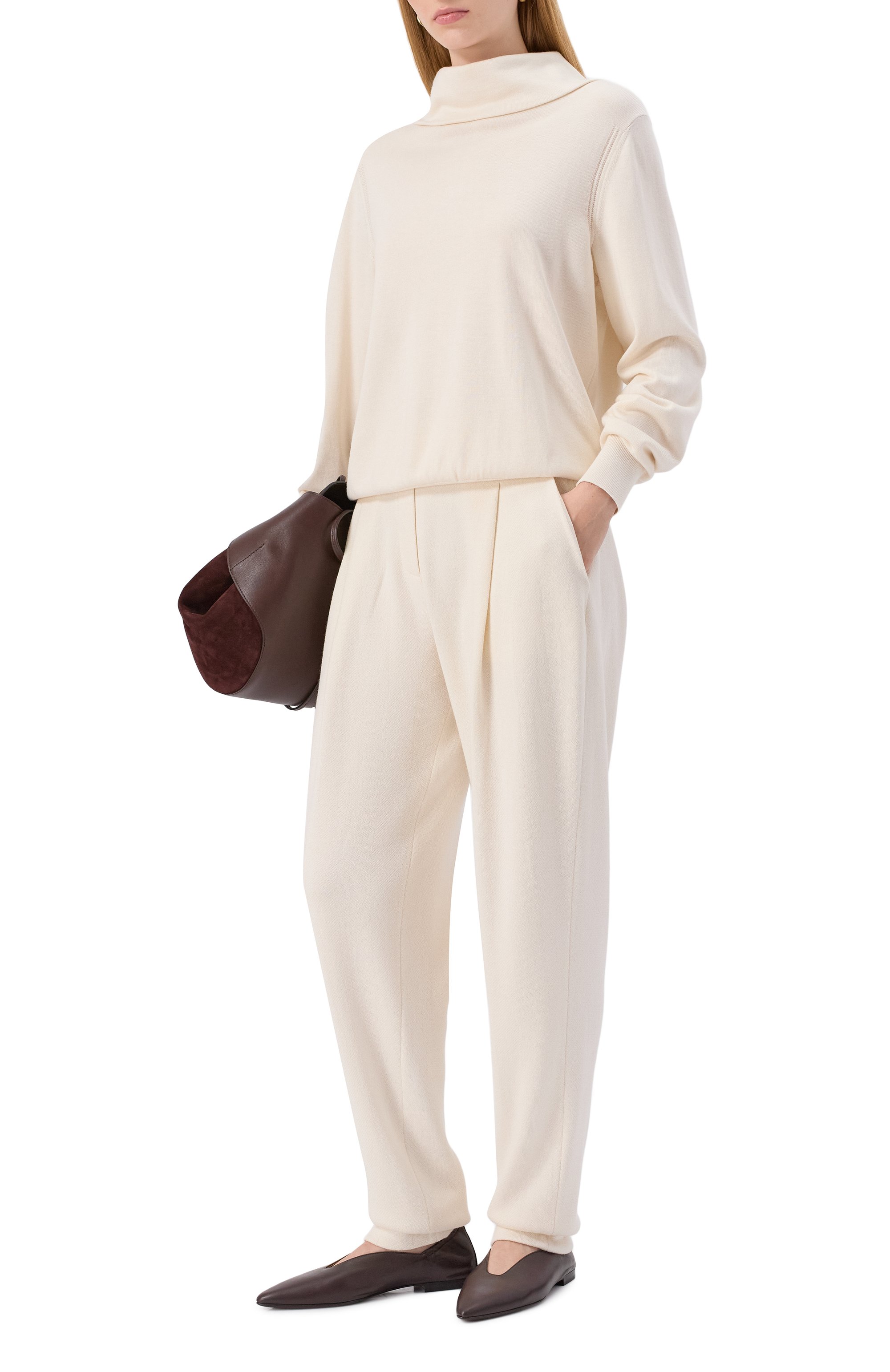 Брюки из шелка и кашемира FREEAGE кремового цвета по цене 72600 руб., арт. W26.PT122.6030.101, фото 2 Брюки из шелка и кашемира FREEAGE, арт. W26.PT122.6030.101, фото 2