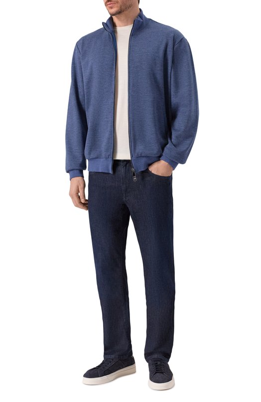 Толстовка из шелка и кашемира Andrea Campagna JACKET/15038 Синий  JACKET/15038 Фото 2