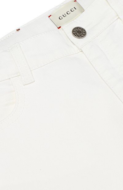 Джинсы из эластичного хлопка с лампасами GUCCI белого цвета по цене 29500 руб., арт. 453309/XR509, фото 3 Джинсы из эластичного хлопка с лампасами GUCCI, арт. 453309/XR509, фото 3