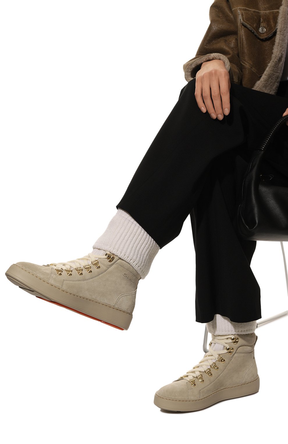 Замшевые кеды SANTONI бежевого цвета по цене 85750 руб., арт. WBVI61036SABTSAPE20, фото 3 Замшевые кеды SANTONI, арт. WBVI61036SABTSAPE20, фото 3