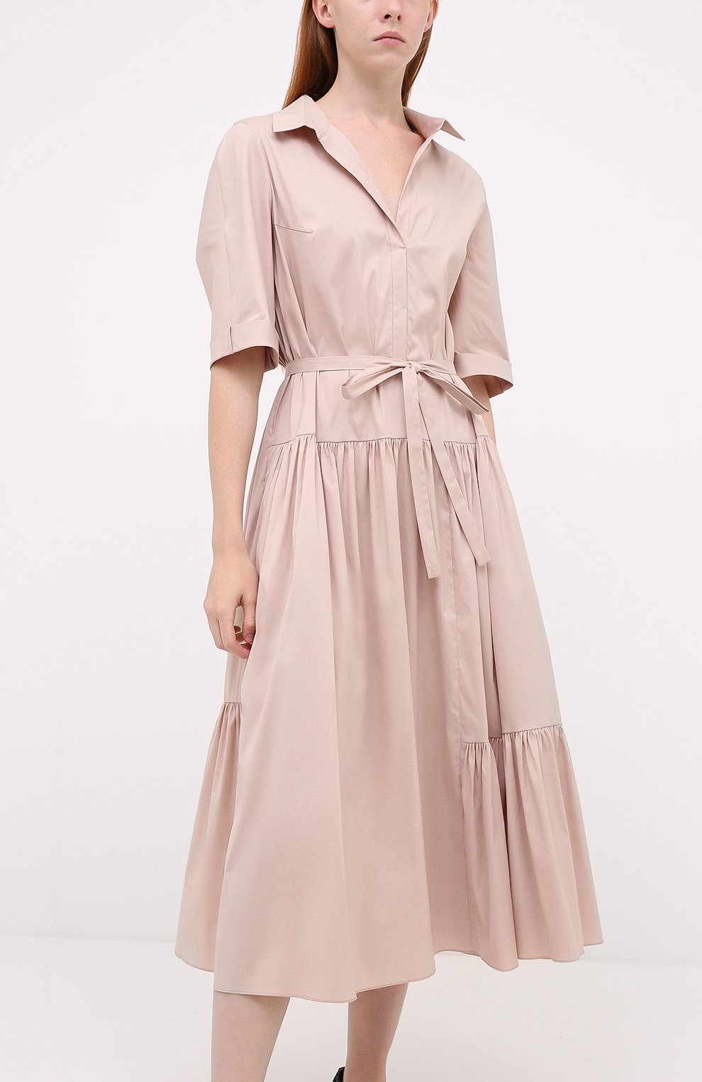 Хлопковое платье TEGIN бежевого цвета по цене 38500 руб., арт. SD1907A, фото 3 Хлопковое платье TEGIN, арт. SD1907A, фото 3