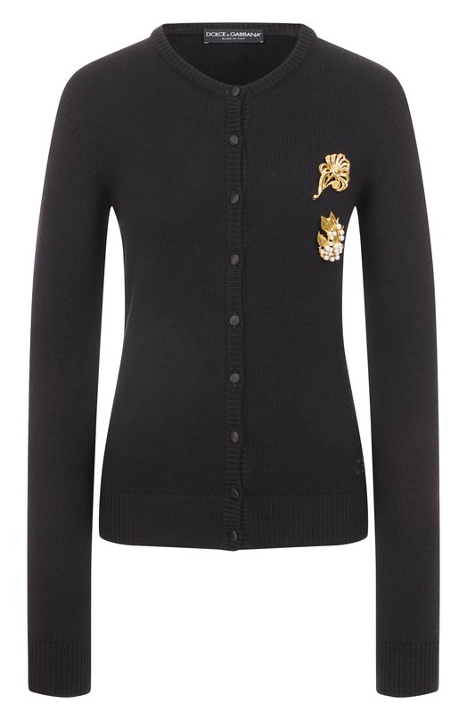 Шерстяной кардиган Dolce & Gabbana FXV09Z/JCVXN Чёрный FXV09Z/JCVXN