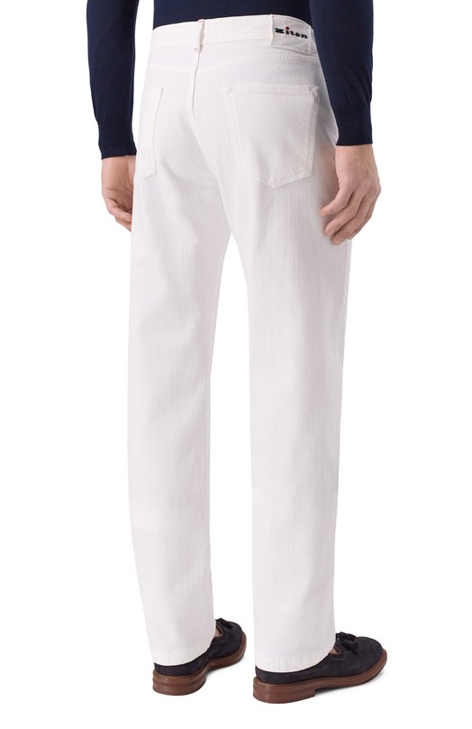 Хлопковые брюки Kiton UPNJS1K0602H02 Белый  UPNJS1K0602H02 Фото 4