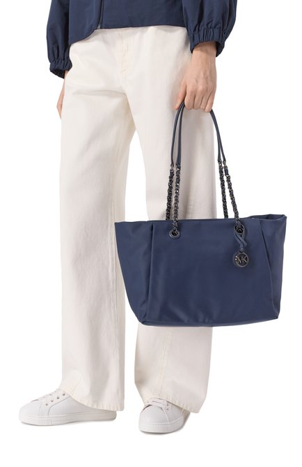 Женская сумка-тоут georgia MICHAEL MICHAEL KORS темно-синего цвета, арт. 30R5SI0T1C | Фото 2 (Материал сплава: Проставлено; Размер: large; Драгоценные камни: Проставлено; Материал: Текстиль)