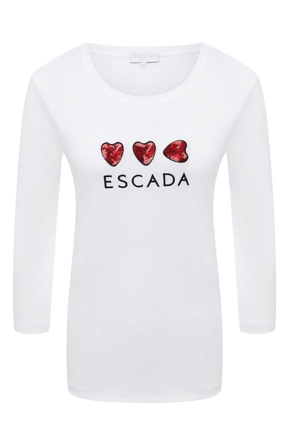 Хлопковый лонгслив ESCADA SPORT белого цвета по цене 12350 руб., арт. 5033691, фото 1 Хлопковый лонгслив ESCADA SPORT, арт. 5033691, фото 1