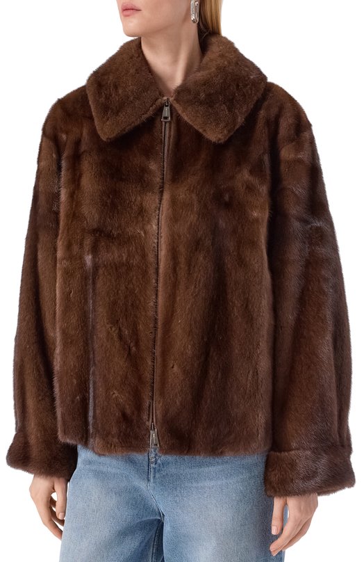 Шуба из норки manzoni24 25M1595-VF Коричневый  25M1595-VF Фото 3