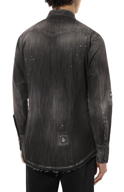 Джинсовая рубашка DSQUARED2 черного цвета по цене 61750 руб., арт. S71DM0620/S30826, фото 4 Джинсовая рубашка DSQUARED2, арт. S71DM0620/S30826, фото 4