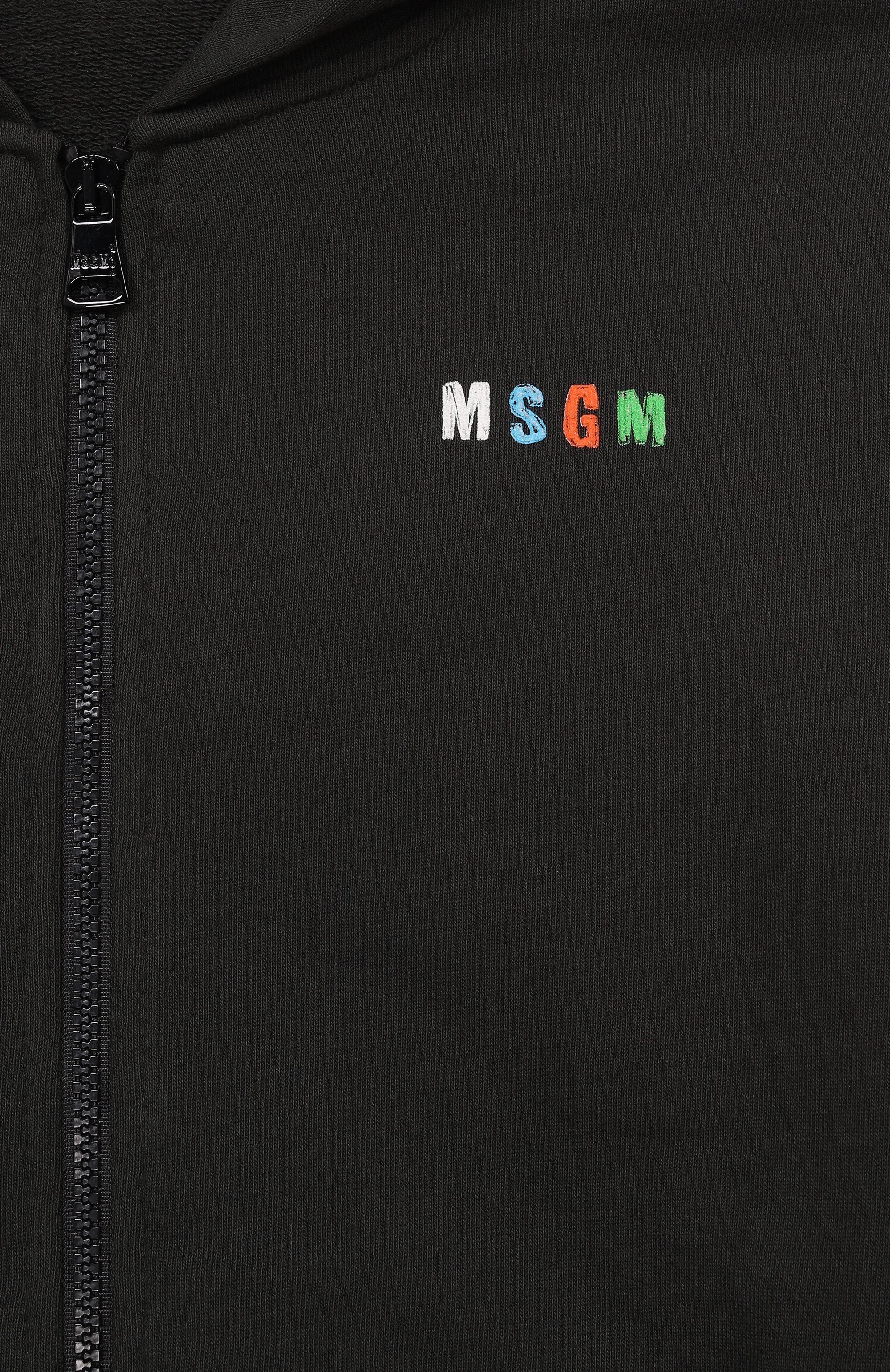 Хлопковая толстовка MSGM KIDS черного цвета по цене 15400 руб., арт. S6MSJBZH238, фото 3 Хлопковая толстовка MSGM KIDS, арт. S6MSJBZH238, фото 3