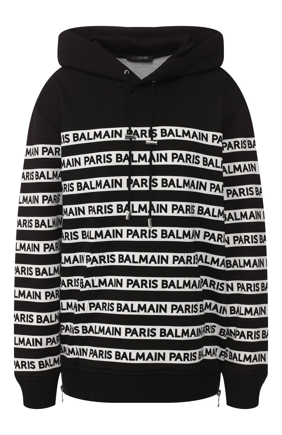 Хлопковый пуловер BALMAIN черно-белого цвета по цене 118500 руб., арт. RF13751/I076, фото 1 Хлопковый пуловер BALMAIN, арт. RF13751/I076, фото 1