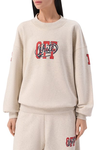 Хлопковый свитшот OFF-WHITE светло-бежевого цвета по цене 59500 руб., арт. 2FE00513T, фото 3 Хлопковый свитшот OFF-WHITE, арт. 2FE00513T, фото 3