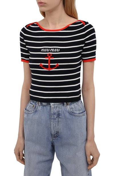 Хлопковый пуловер MIU MIU, арт. MML467-1Y6F-F0008, фото 3