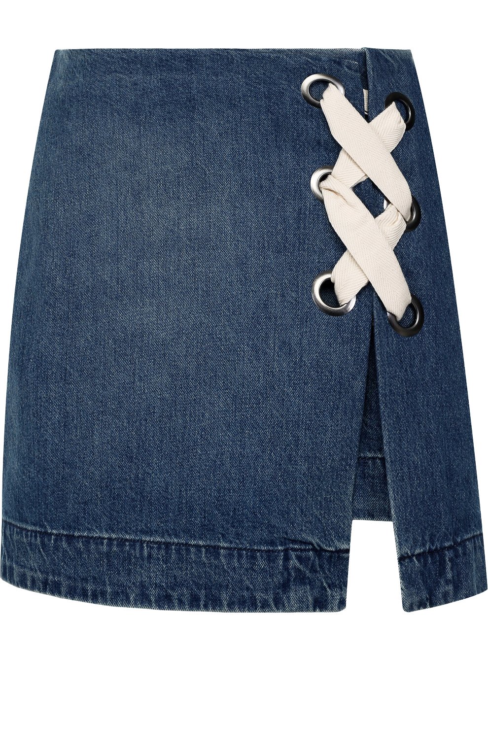 Джинсовая мини-юбка с потертостями и шнуровкой 3X1, арт. WSME10866/DITA S, фото 1