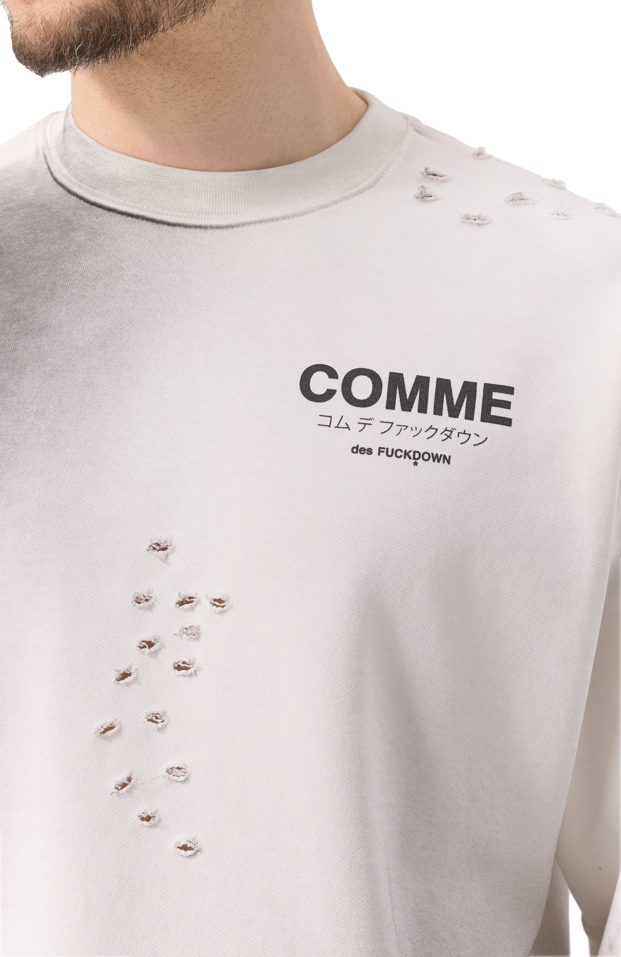 Хлопковый свитшот COMME DES FUCKDOWN белого цвета по цене 17850 руб., арт. CFABM01531, фото 5 Хлопковый свитшот COMME DES FUCKDOWN, арт. CFABM01531, фото 5