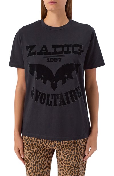 Хлопковая футболка ZADIG AND VOLTAIRE, арт. JWTS02826, фото 3