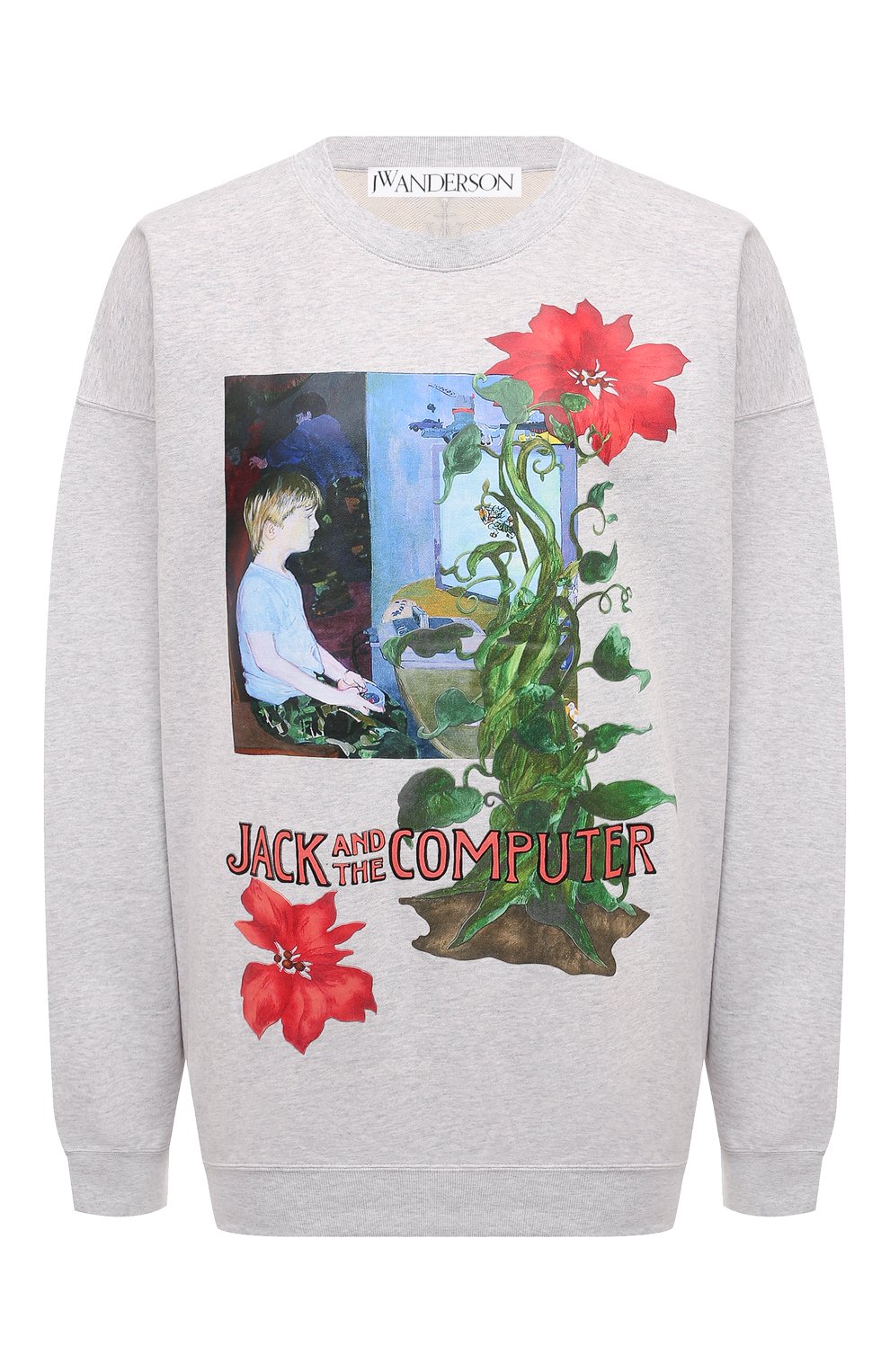 Хлопковый свитшот JW ANDERSON серого цвета по цене 39950 руб., арт. JW0206/PG1598, фото 1 Хлопковый свитшот JW ANDERSON, арт. JW0206/PG1598, фото 1
