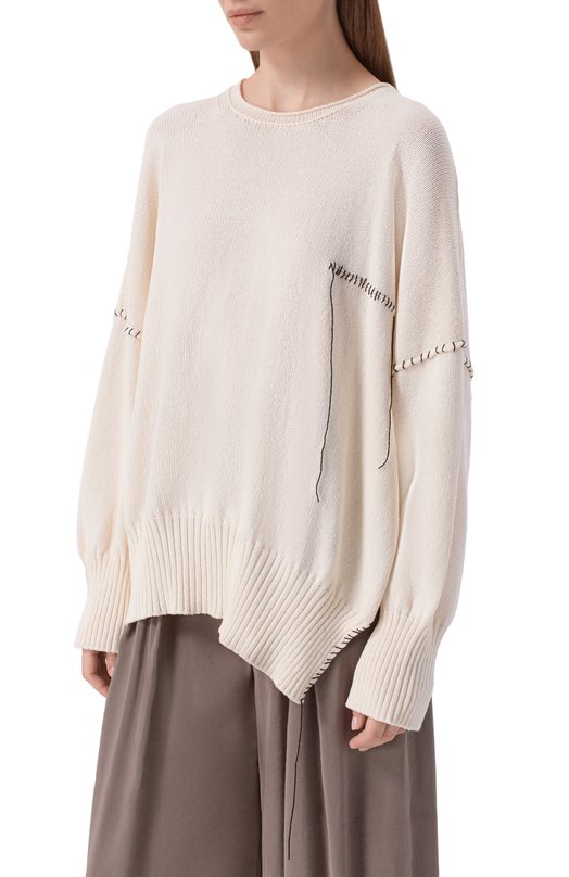 Пуловер из лиоцелла и хлопка Isabel Benenato DK410S26 Кремовый  DK410S26 Фото 3