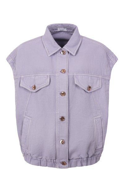 Женский жилет из хлопка и льна BRUNELLO CUCINELLI, арт. ML996FX706