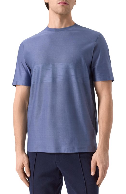 Хлопковая футболка Canali T0806P/MJ02242 Голубой  T0806P/MJ02242 Фото 3