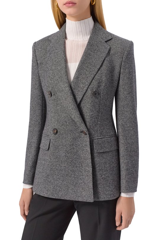 Жакет из хлопка и вискозы Max Mara Studio B0SH Серый  B0SH Фото 3