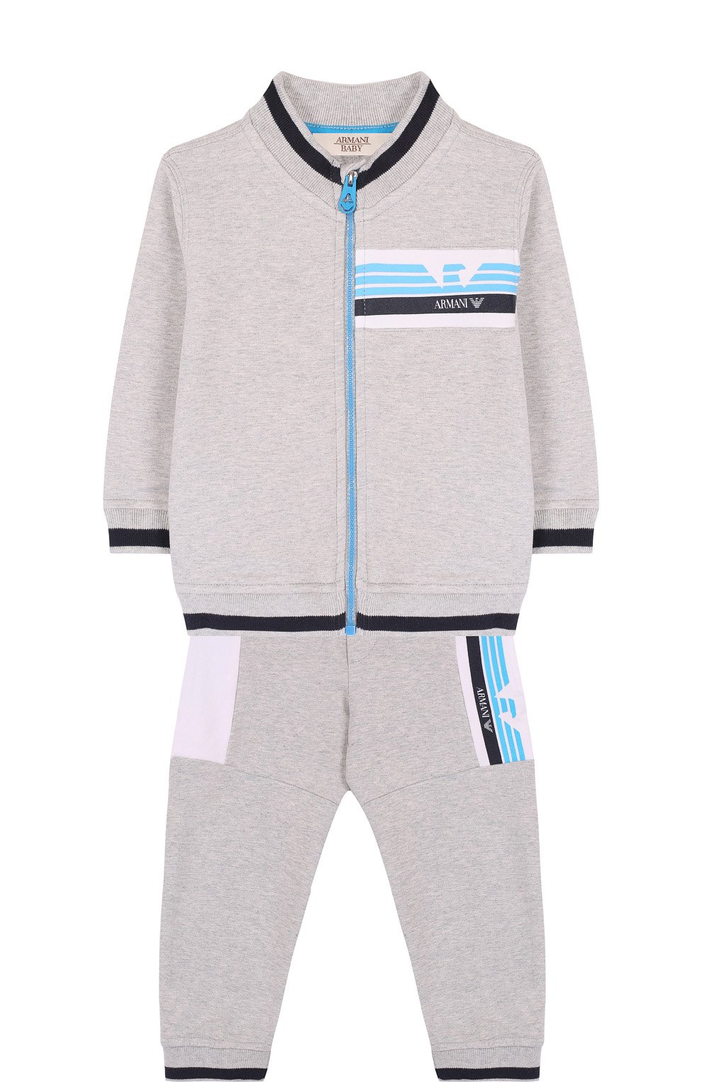 Хлопковый костюм из брюк и кардигана ARMANI JUNIOR, арт. 3ZHV02/4J23Z, фото 1