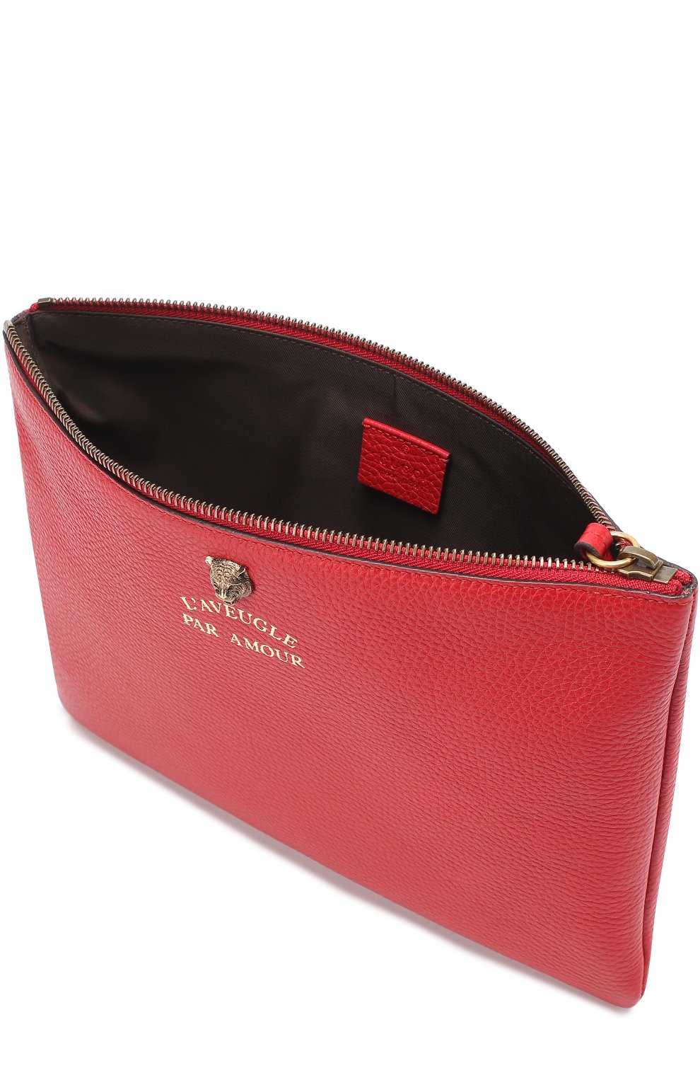 Кожаная косметичка на молнии с декором GUCCI, арт. 453165/A7M0T, фото 3