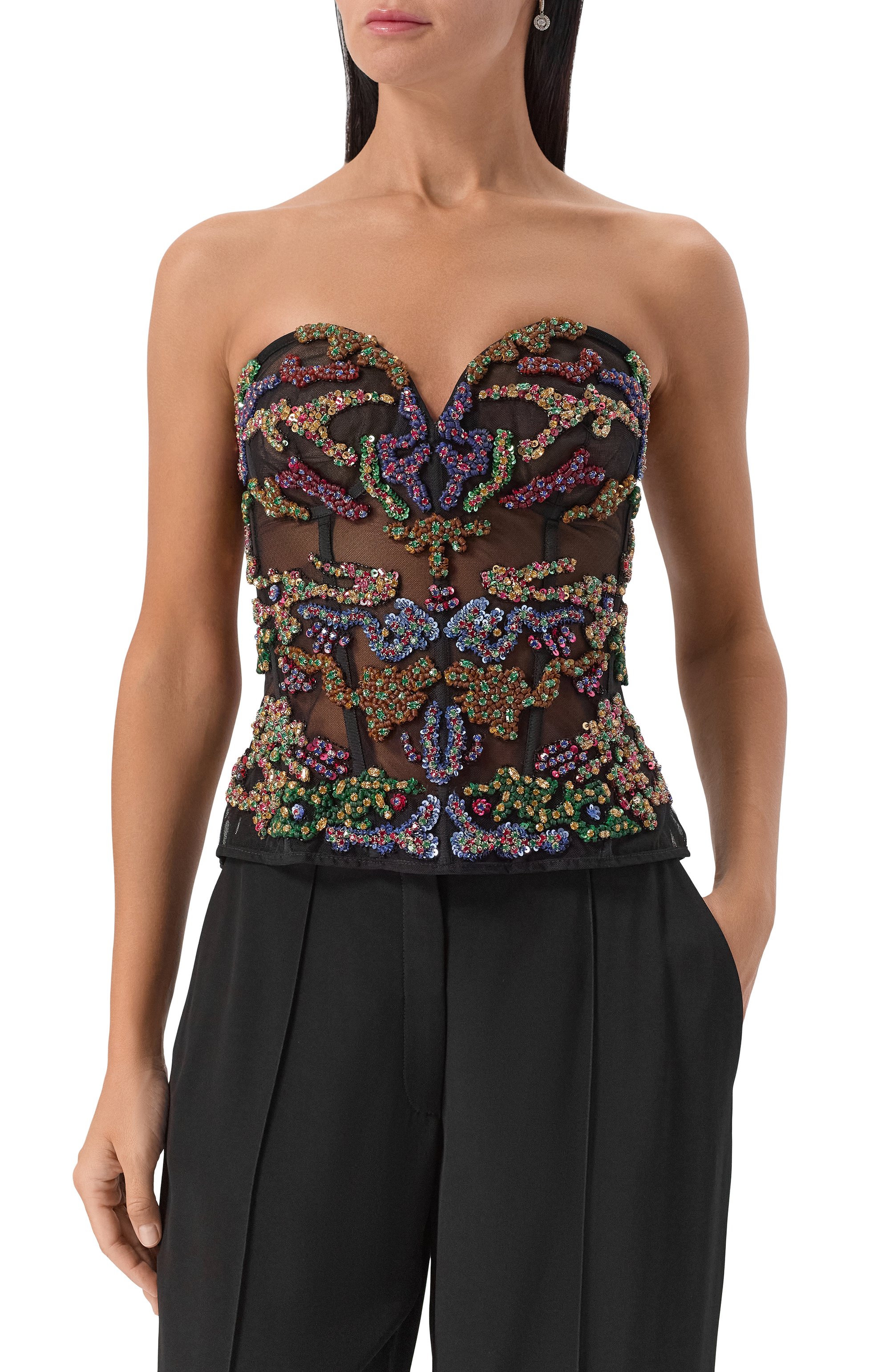 Топ-корсет с отделкой стразами и пайетками ZUHAIR MURAD, арт. PTP25015/EM0R005, фото 3