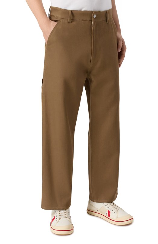 Хлопковые брюки Moschino J0302/5215 Коричневый  J0302/5215 Фото 3