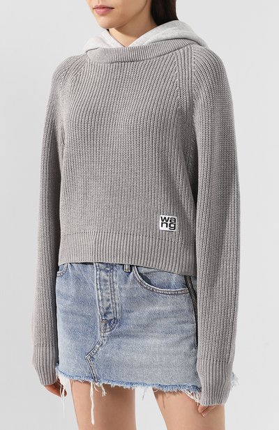 Пуловер с капюшоном ALEXANDERWANG.T светло-серого цвета по цене 45950 руб., арт. 4KC2191042, фото 3 Пуловер с капюшоном ALEXANDERWANG.T, арт. 4KC2191042, фото 3