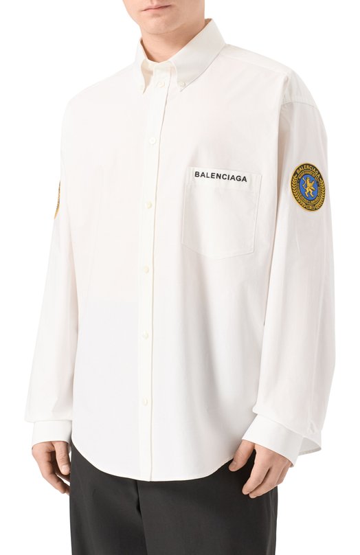 Хлопковая рубашка Balenciaga 830979/TRM28 Белый  830979/TRM28 Фото 3