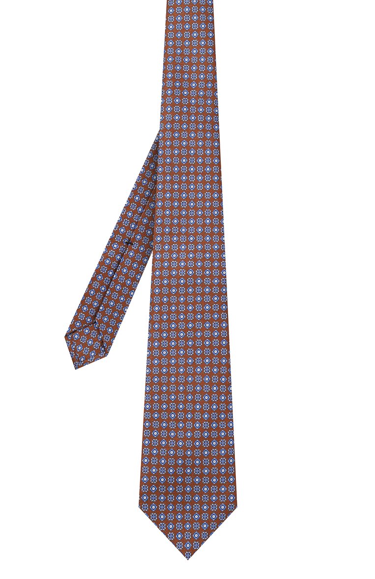 Мужской шелковый галстук KITON коричневого цвета, арт. UCRVKLC01I55 | Фото 3 (Принт: С принтом; Материал: Текстиль, Шелк; Материал сплава: Проставлено; Нос: Не проставлено)