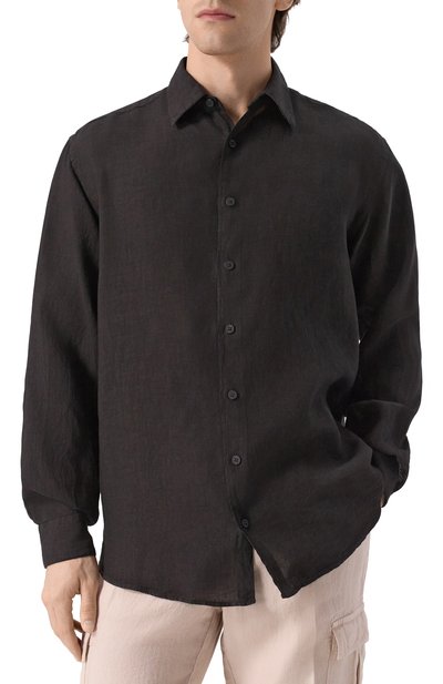 Льняная рубашка INLINUM черного цвета по цене 26350 руб., арт. VALENTIN0_21, фото 3 Льняная рубашка INLINUM, арт. VALENTIN0_21, фото 3
